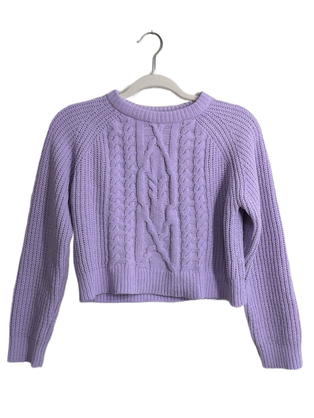 Urban Heritage Lavender Cable Knit Women's Cropped Sweater